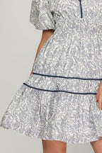 She+Sky Mini Dress Teel Floral Printed V Neck Puff Short Sleeve Tiered Plus Siz 2600d603-9929-4d8d-a336-a5dc35a0e921-Min Trendsi