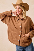 BiBi Corduroy Womens Shacket Camel Relaxed Fit with Back Pleat 260762af6a634271883787628c2bda6e-Max-Origin Trendsi