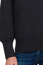 Zenana Womens Sweater Black Viscose Mock Neck Exposed Seam 2614d092-e2e0-4430-9f1b-04163c48907c-Max-Origin Trendsi