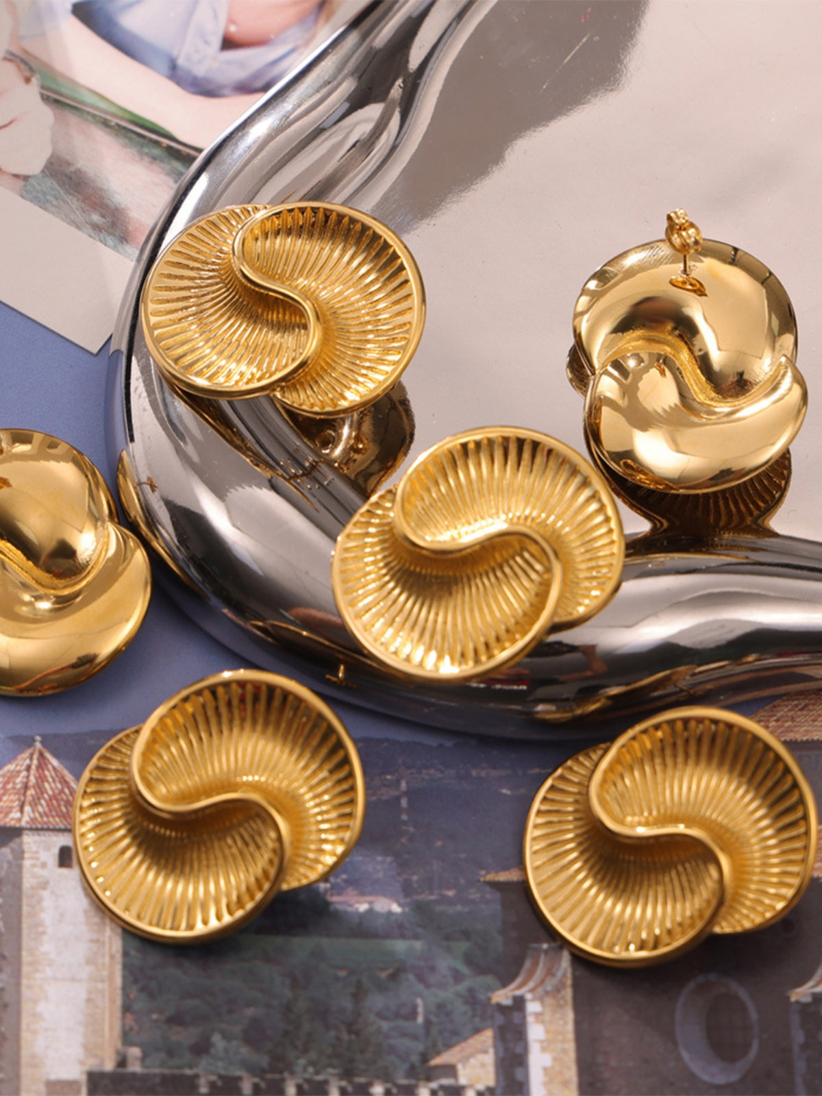 Stud Earrings Titanium Steel Spiral 18K gold-plated Women Jewelry 261547d4-4c0c-4255-8d5f-46ceec980b7d-Max Trendsi