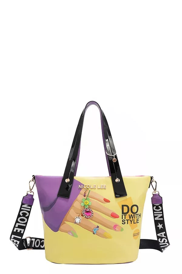 Nicole Lee USA Womens Nail Polish Tote Bag Vegan with Glossy Patent Leather 261ecf75df414ea2bc5370e4ac695faf-Max-Origin Trendsi