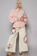 POL Womens Hooded Jacket Pink Exposed Seam with Floral Lace Detail 26270874-cd16-4183-ae14-9522f0e87bdd-Max-Origin Trendsi
