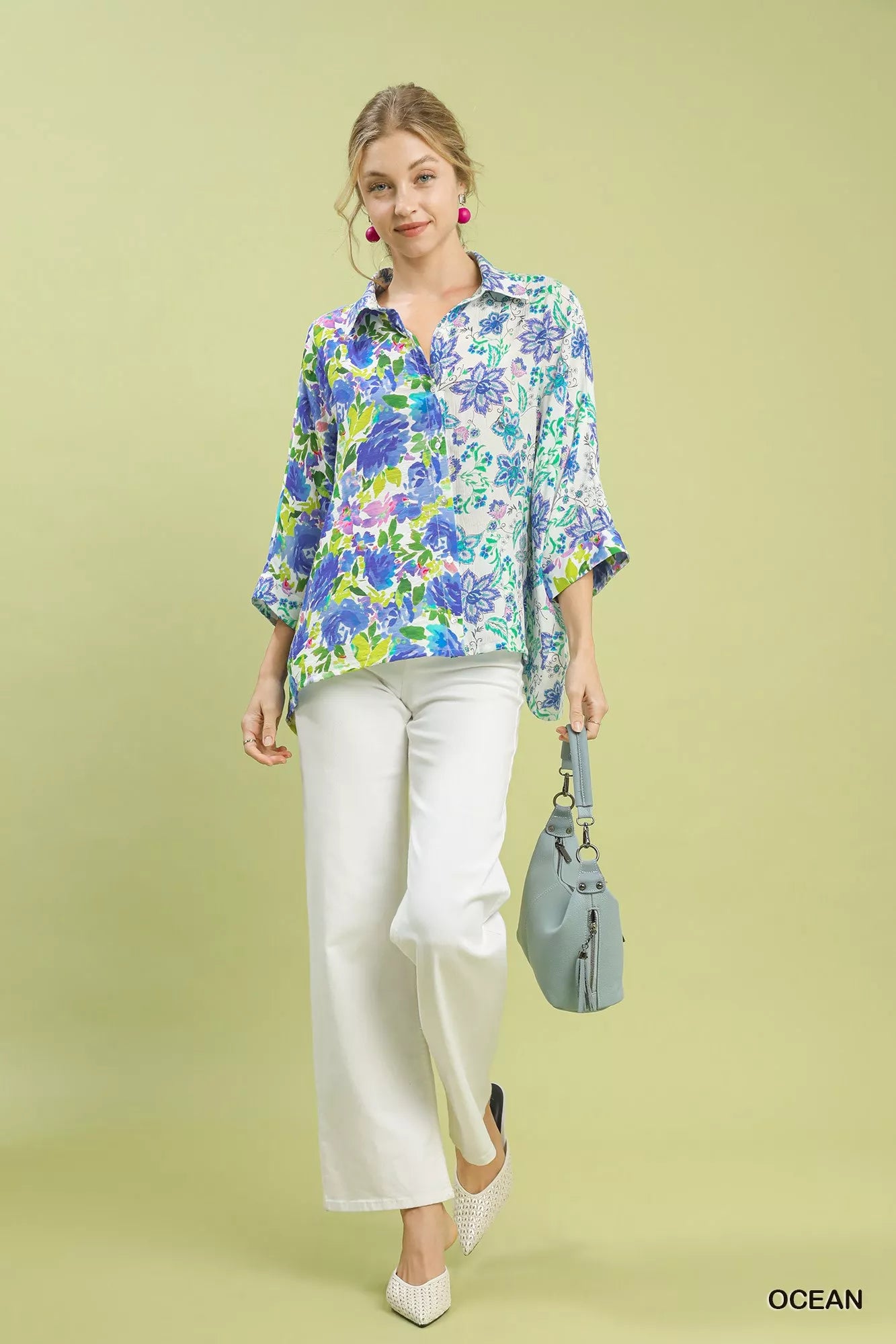 Umgee Womens Shirt Ocean Mix Floral Oversized Long Sleeve Top 262be08f-25ee-4199-9ea3-db3d4687c5ab-Max-Origin Trendsi