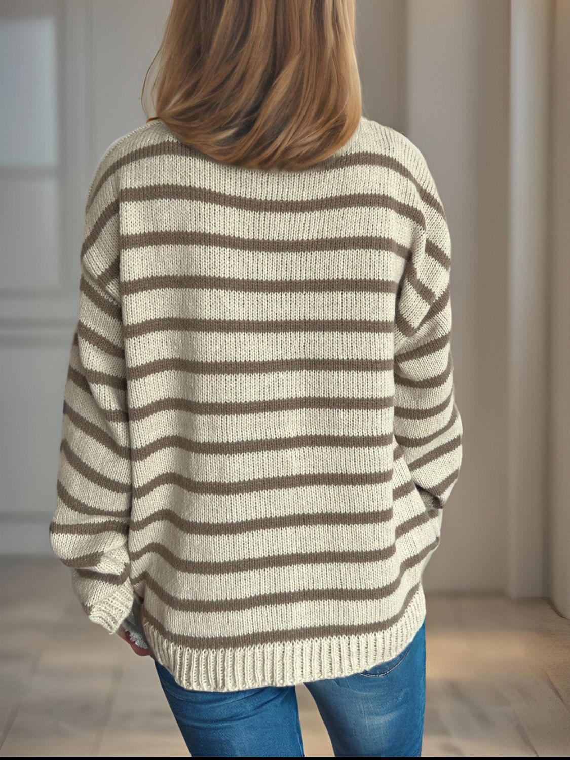 Striped Sweater Round Neck Long Sleeve Oversized Soft Knit Pullover 2635f007-6f4f-4788-bd00-5de09d8c906f-Max Trendsi