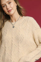 Umgee Sweater Pearl-Embellished Cream Wpemns' Long Sleeve Pullover 2654d325-aad4-47fe-9deb-866f04ca957a-Max-Origin Trendsi