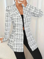 Tweed Blazer Women's Double-Breasted Long Sleeve 265a0cf85099463f91bba9825c27b3ec-Max-Origin Trendsi