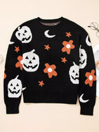 Halloween Women's Sweater Black Gothic Pattern Long Sleeve Knit Pullover 265ed0a33624454f91bdd01543e9a3d5-Max-Origin Trendsi