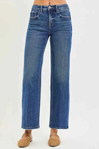 RISEN Tummy Control High Rise Ankle Straight Jeans with Crease Line DARK 266e92094f3d48478e1a95784b6058c2-Max-Origin Trendsi