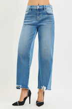 RISEN Womens Barrel Jeans Slouchy Cropped with Contrast Dark Wash 267aabdab196405482998a50d383d9e3-Max-Origin Trendsi