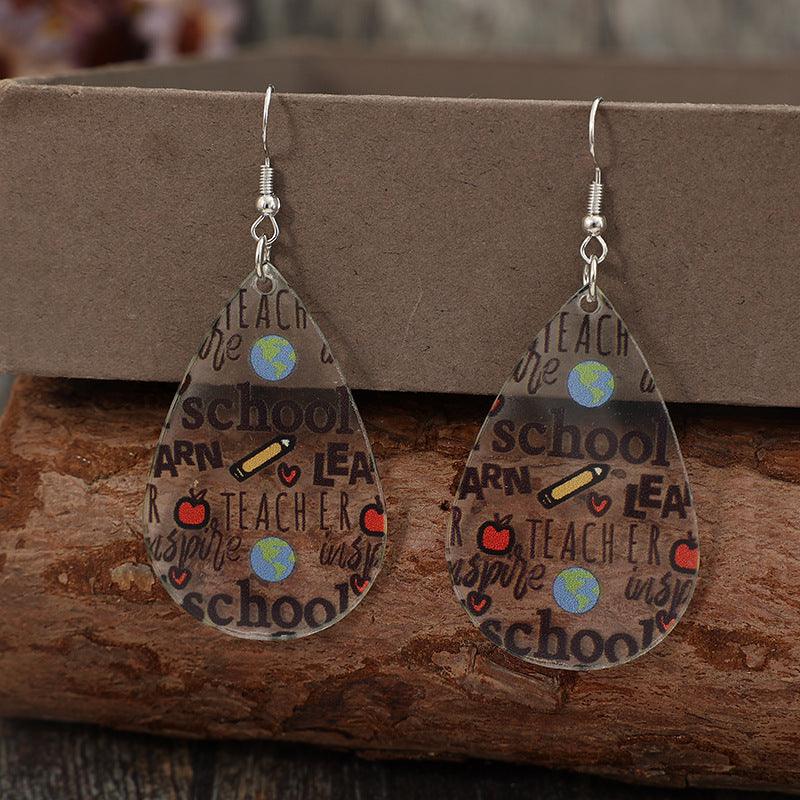 Acrylic Earrings Transparent School Teacher Teardrop Shape Jewelry 2680817c-75c2-4588-8732-999a22bce9f5-Max Trendsi
