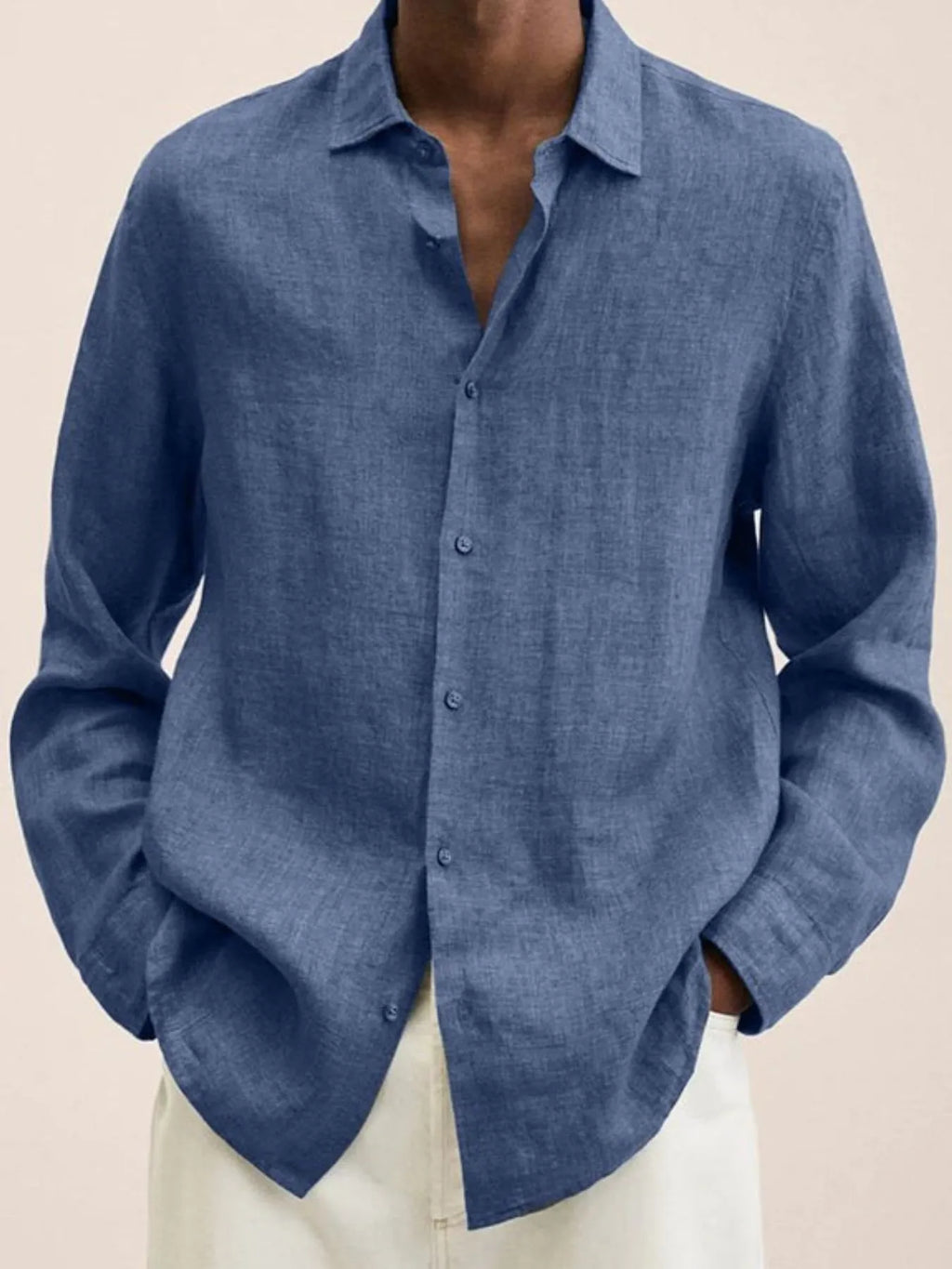 Men's Shirts Cotton Blend Classic Solid Long Sleeve Tops Lightweight S-4XL Dusty Blue 268bd5c4-f554-4176-8e22-9992dddeadc0-Max-Origin Trendsi