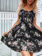 Floral Print Mini Dress Spaghetti Strap Summer Tied Neck Ruffled 26909fb9-7723-40c9-b140-ea6d282687c1-Max-Origin Trendsi