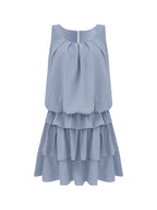 Minikleid Lagenrüschen Rüschenärmel Ärmellos Sommer Locker Fashion S-2XL