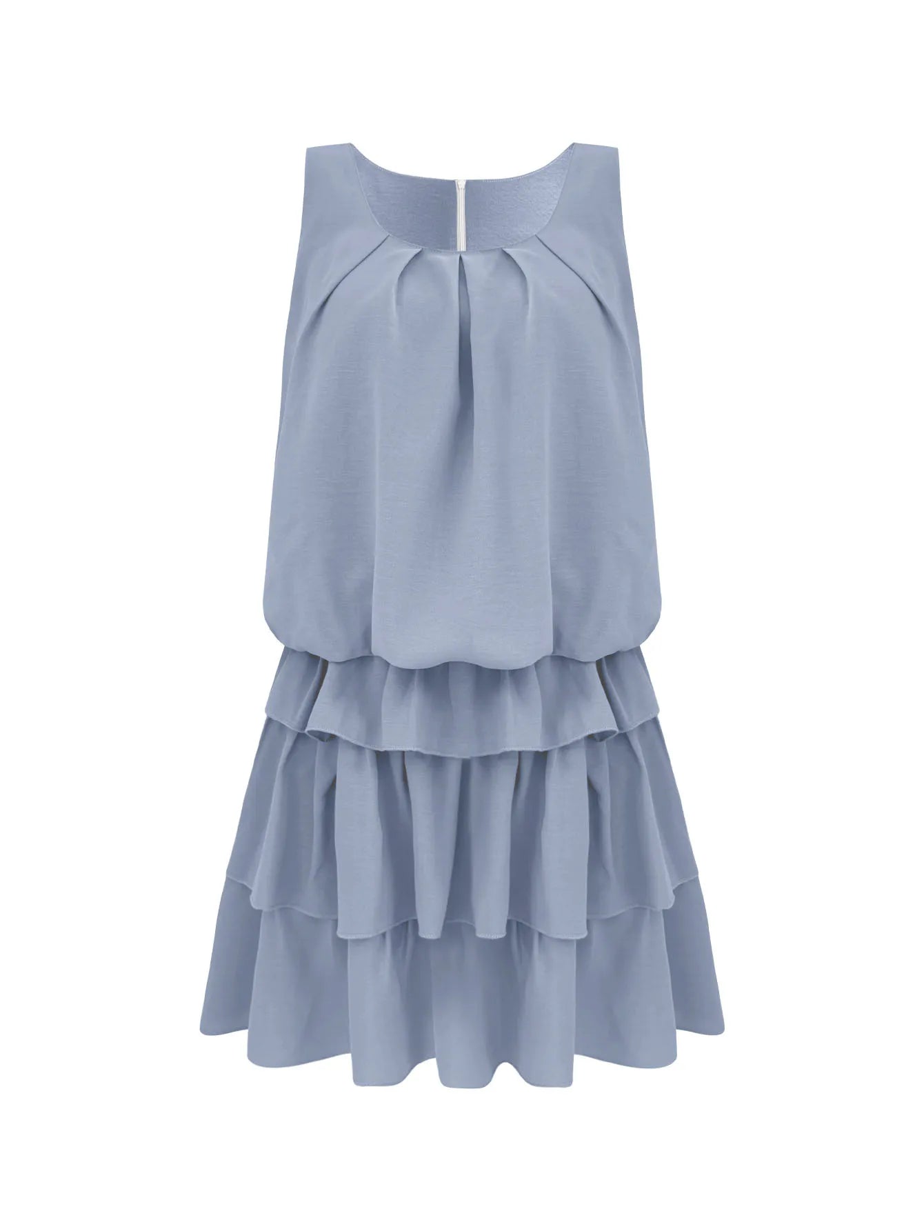 Mini Casual Dress Layered Ruffles Flounce Sleeveless Summer Loose Fashion S-2XL