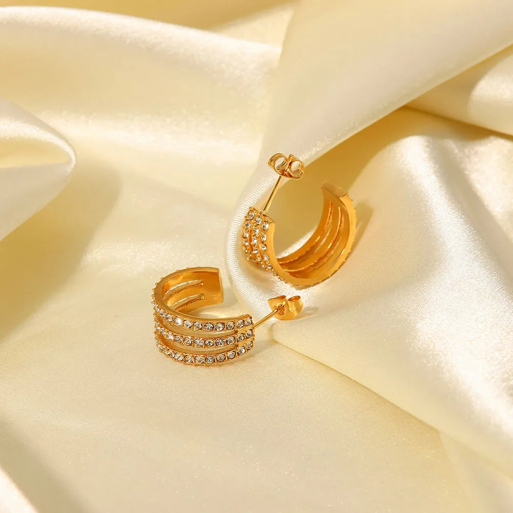 C-Hoop Earrings Stainless Steel Inlaid Zircon Gold-plated Jewelry 26a973c2-96fa-4184-bb7b-56c64ebb92bc-Max Trendsi