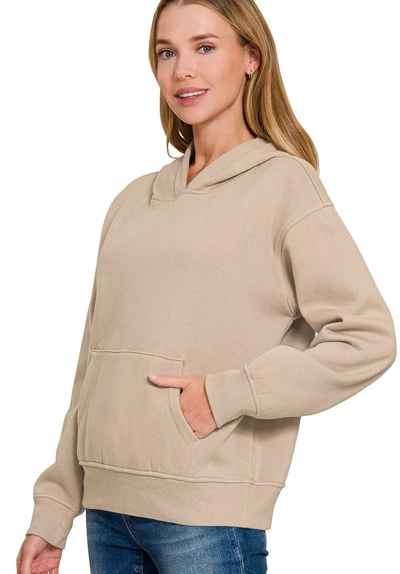 Zenana Fleece Kangaroo Pocket Hoodie