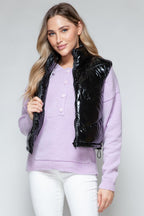 Shiny Quilted Vest Snobbish Zip Up Turtleneck Sleeveless Outwear Black 270fcd8c-0c74-4221-af66-e15d9a697ab6-Max Trendsi
