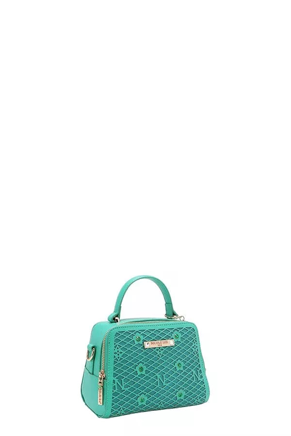 Nicole Lee USA Handbag Vegan Leather Geometric Pattern Structured Tote Bag EMERALD One Size 271a974adf7a4458b2ddf9eeae06b4cb-Max-Origin Trendsi