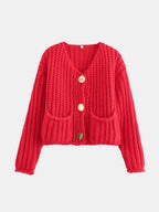 Buttoned Cardigan Women Front Pockets Single Breasted 279b71f7-175a-4b7e-9582-5e9ea476160c-Max Trendsi