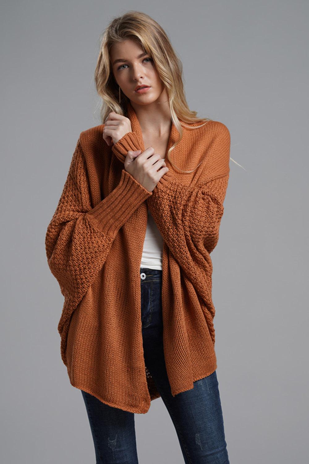 Knit Cardigan Oversized Batwing Long Sleeve Open for Women