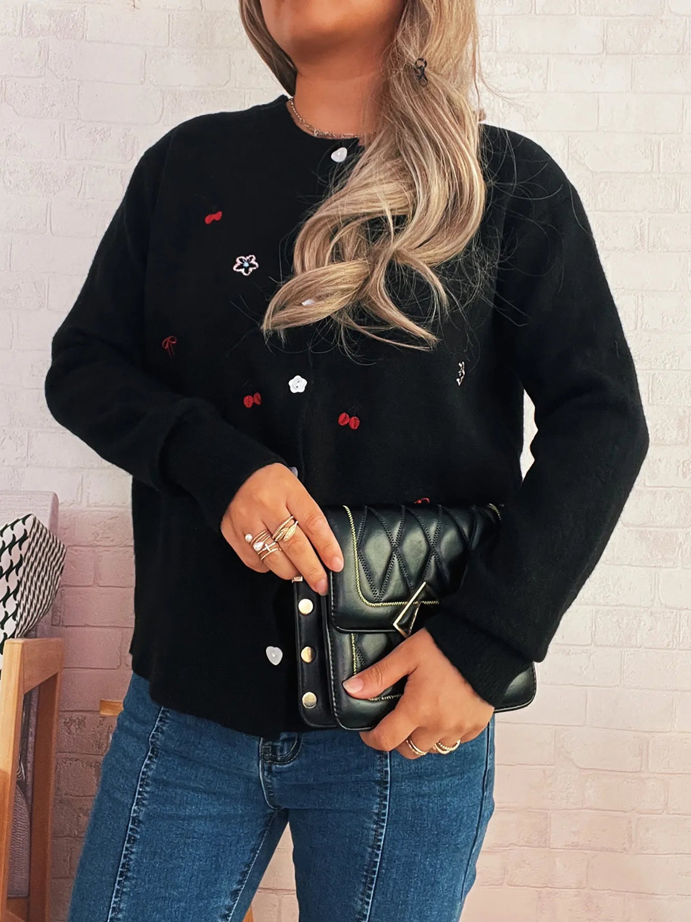 Women's Cardigan Ribbed Button-Front Knit Embroidered Long Sleeve 279ddc49359e4ba786a37f2f80fdd33f-Max-Origin Trendsi