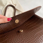 Women's Large Shoulder Bag Crocodile Embossed Pu Leather Flap Handbags