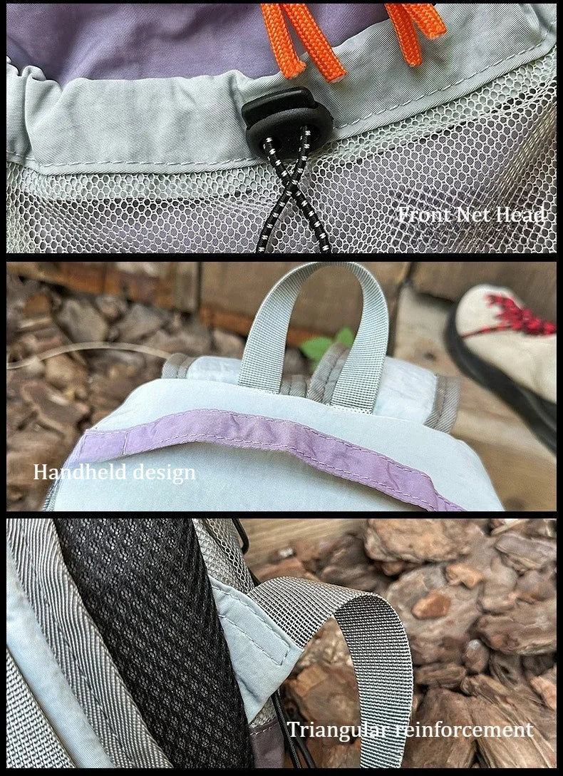 Hiking Backpack Nylon Lightweight Outdoor Travel Shoulder Bag Mesh Pocket
