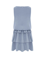 Minikleid Lagenrüschen Rüschenärmel Ärmellos Sommer Locker Fashion S-2XL