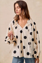 BiBi Womens Blouse Polka Dot Exaggerated Balloon Long Sleeves Top 27a0d68cae294814a524455649249cc1-Max-Origin Trendsi