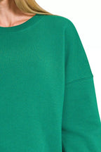 Zenana Womens Sweatshirts Fleece Green Hi-low Boyfriend with Pockets 27b1f413-a3a9-496c-89e3-4d3a2b3b8b8f-Max-Origin Trendsi