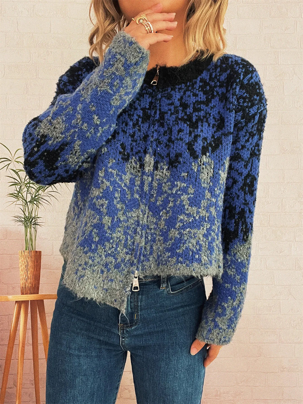 Women's Cardigan Zip Up Knit Asymmetrical Hem Long Sleeve 27cf670c121d4a5e8330923904950983-Max-Origin Trendsi