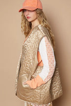 POL Womens Quilted Vest Coat Mocha Gold Front Zipper Floral with Front Pockets 27e7316a-0ecc-4f25-bdee-39f74d17418a-Max-Origin Trendsi