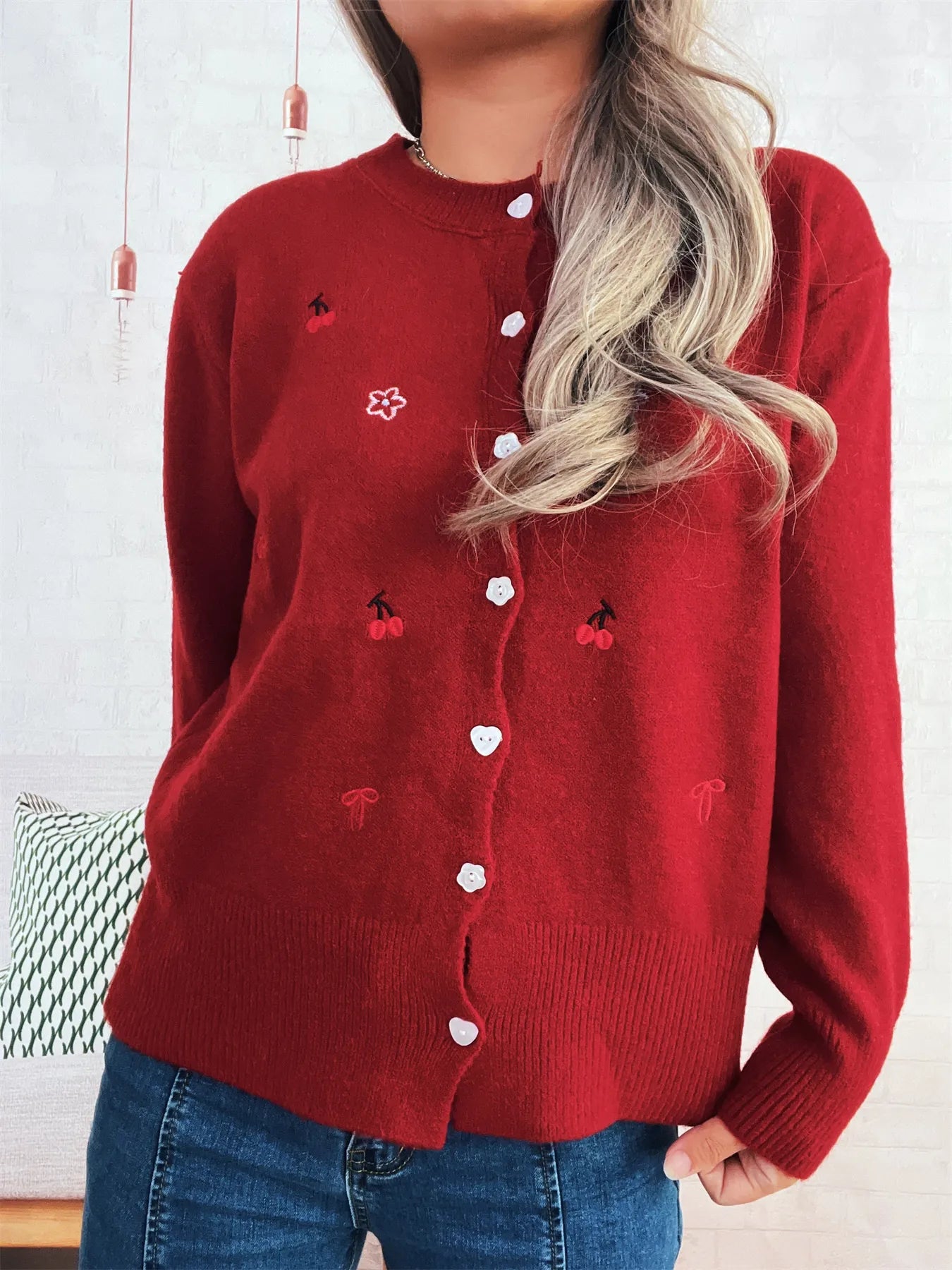 Women's Cardigan Ribbed Button-Front Knit Embroidered Long Sleeve 27ef0bdb2ad44870b5e0cfb63a6068e3-Max-Origin Trendsi