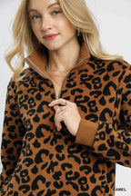 Umgee Leopard Print Sweatshirt Women's Quarter-Zip Collared Soft Top 27f4d6d2-592a-4deb-bee8-6833bab91040-Max-Origin Trendsi