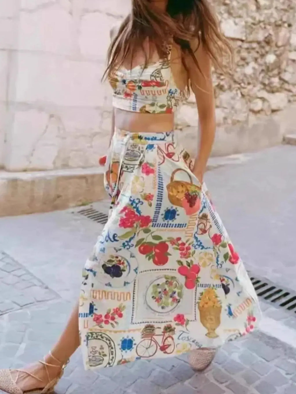 Women's Outfit Set Crop Top Summer Printed Cami and Midi Skirt Slit Pocketed 27fa6712-5e1e-49ed-a13f-e02010058098-Max-Origin Trendsi