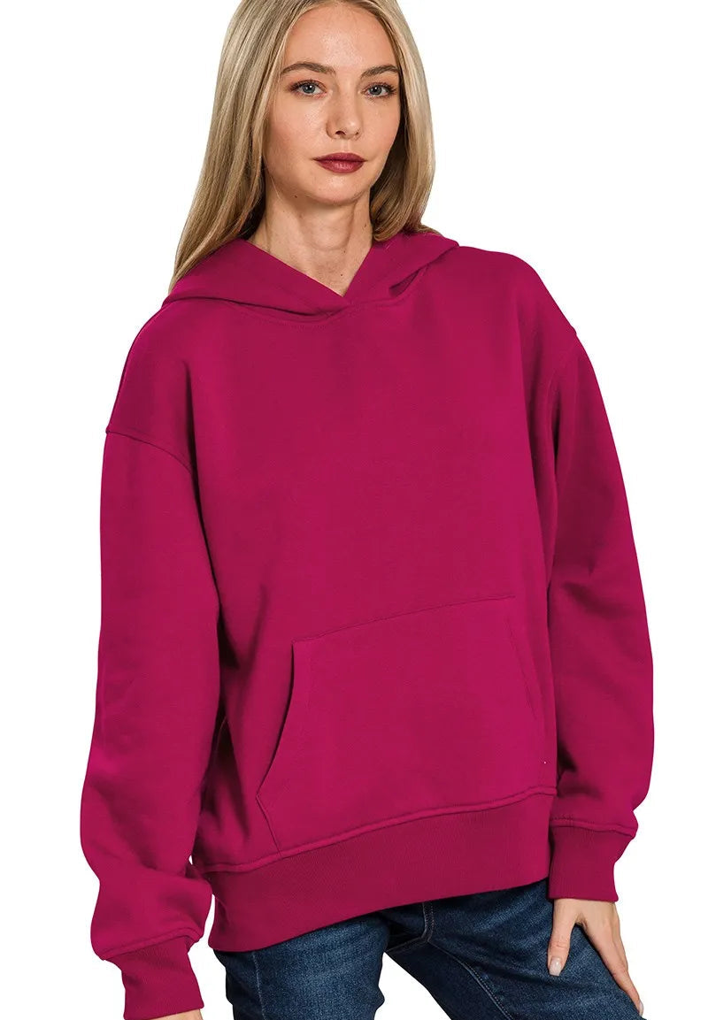 Zenana Fleece Kangaroo Pocket Hoodie