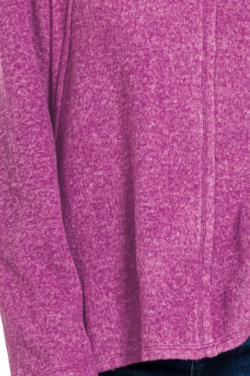 Zenana Women's Sweater Plum Brushed Hacci Exposed Seam Hi Low 280b44c8-9daf-45dd-b281-83d1058e669e-Max-Origin Trendsi