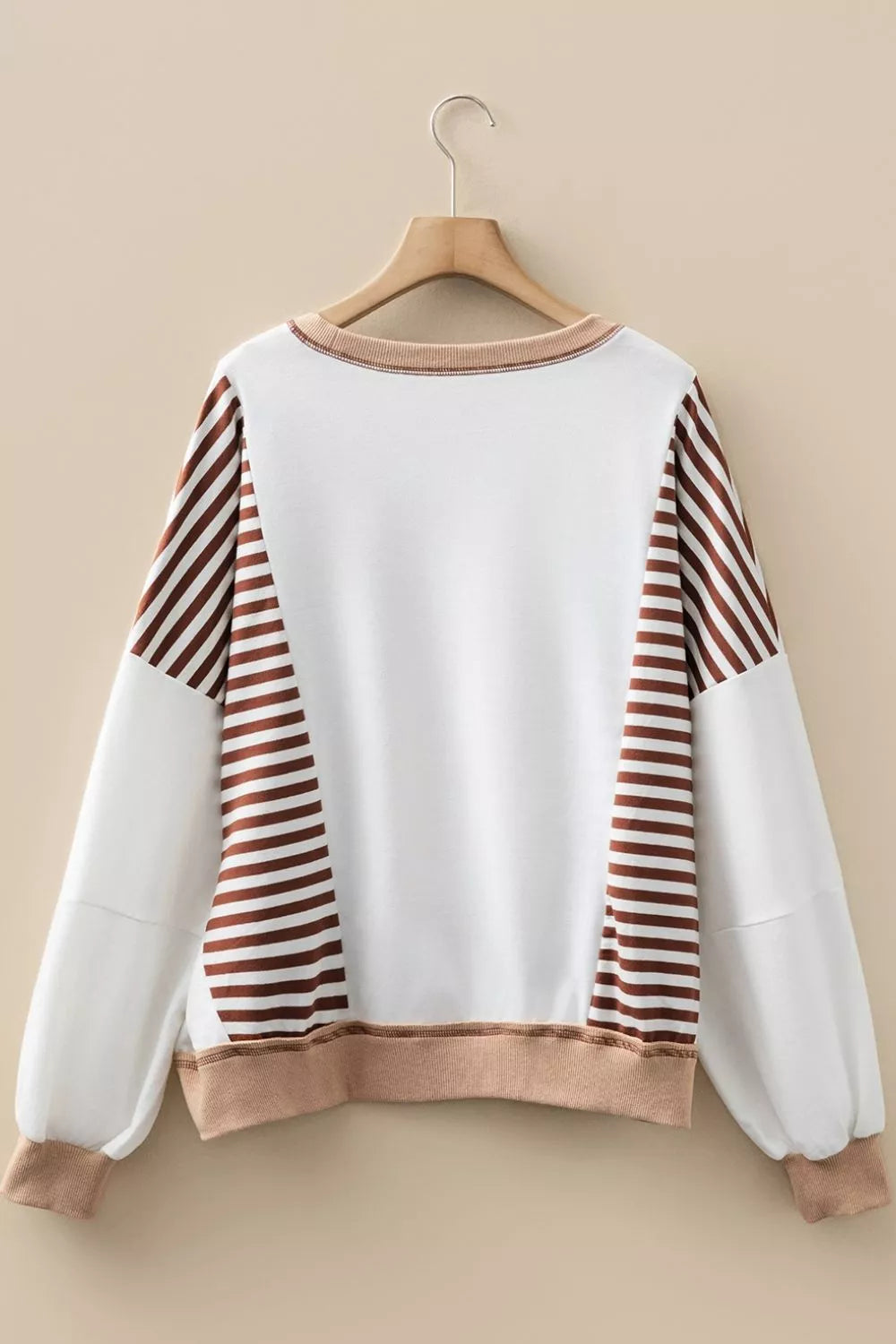 Womens Sweatshirt Stripe Colorblock Patchwork Contrast Stitching Top 283a2c36-8c4f-4604-a6fc-d9b6adfbb577-Max-Origin Trendsi