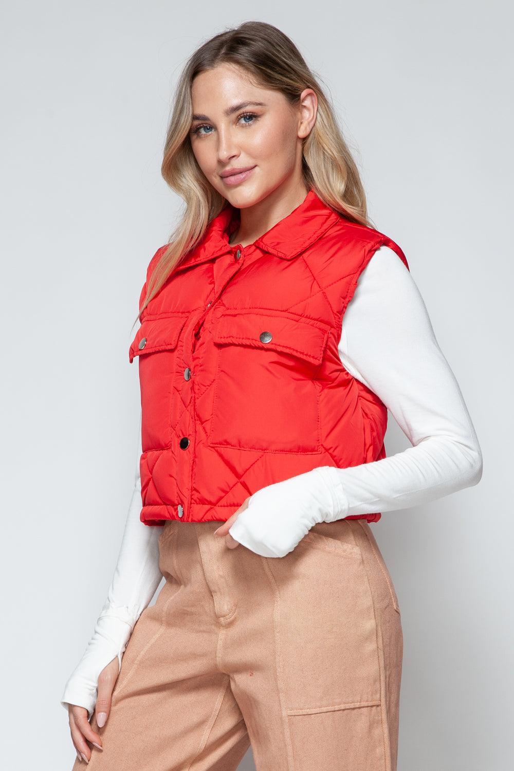 Crop Vest Snobbish Snap Down Quilted Sleeveless Waistcoat 284fa9a8-5d27-46e9-bbe4-4de72399e860-Max Trendsi