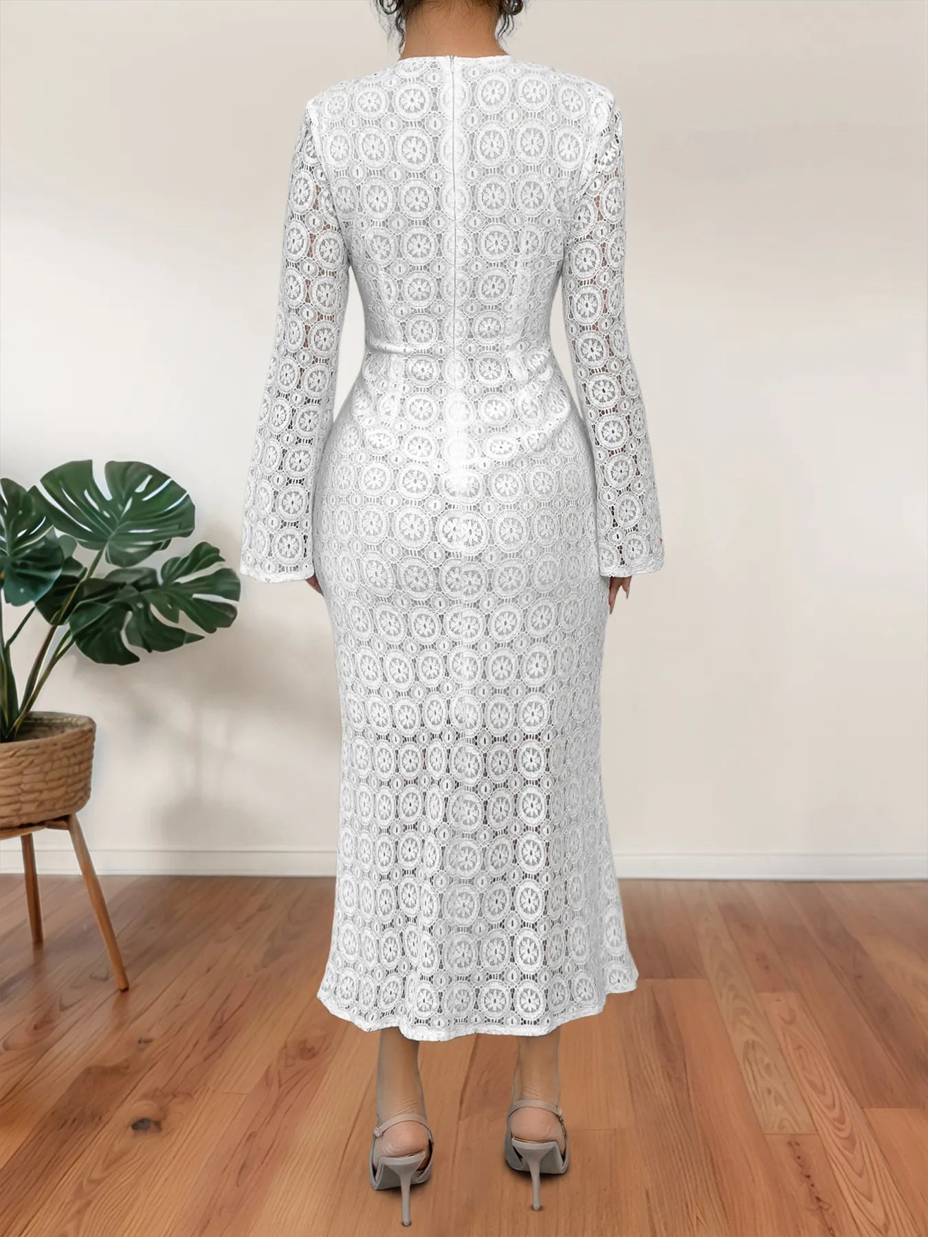 Midi Dress White Crochet Lave Floral Long Sleeve Zipper Lined 286aeb3aa941498ca3e5d00c2f7da5ad-Max-Origin Trendsi
