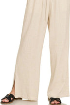 Zenana Linen Pants Drawstring Waist Wide Leg Oatmeal Pocketed Trousers 286dd92e-e879-43f2-8c8c-efde127ec1fb-Max-Origin Trendsi