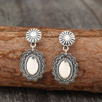 Alloy Flower Dangle Earrings Oval Silver Retro Women Fashion Earrings 287f5742-0e41-47e9-9cbd-2be20ba85fb7-Max Trendsi