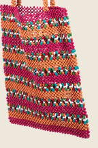 Fame Accessories Tote Bag Wooden Beaded Pink Contrast Handbags 28ab996234c948f0a3a36ac24f68a5ed-Max-Origin Trendsi
