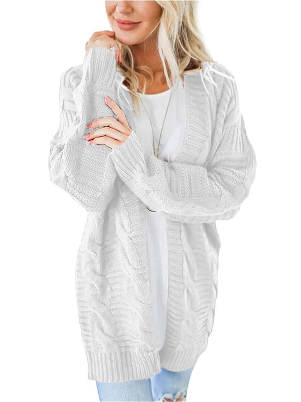 Cable-Knit Cardigan Open Front Long Sleeve Knitwear 28bcae9b-a764-4e89-afe6-c901019b19df-Max Trendsi