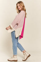 ADORA Women's Sweater Hot Pink Color Block Pattern Long Sleeve Pullover 291cf0b1-dbfe-4577-afed-5a1648dae114-Max Trendsi