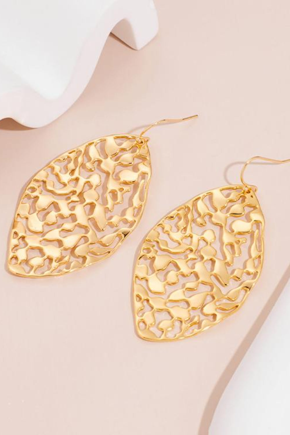 Dangle Earrings Brass Cutout Leaf Shape Big Gold-plated Women Jewelry