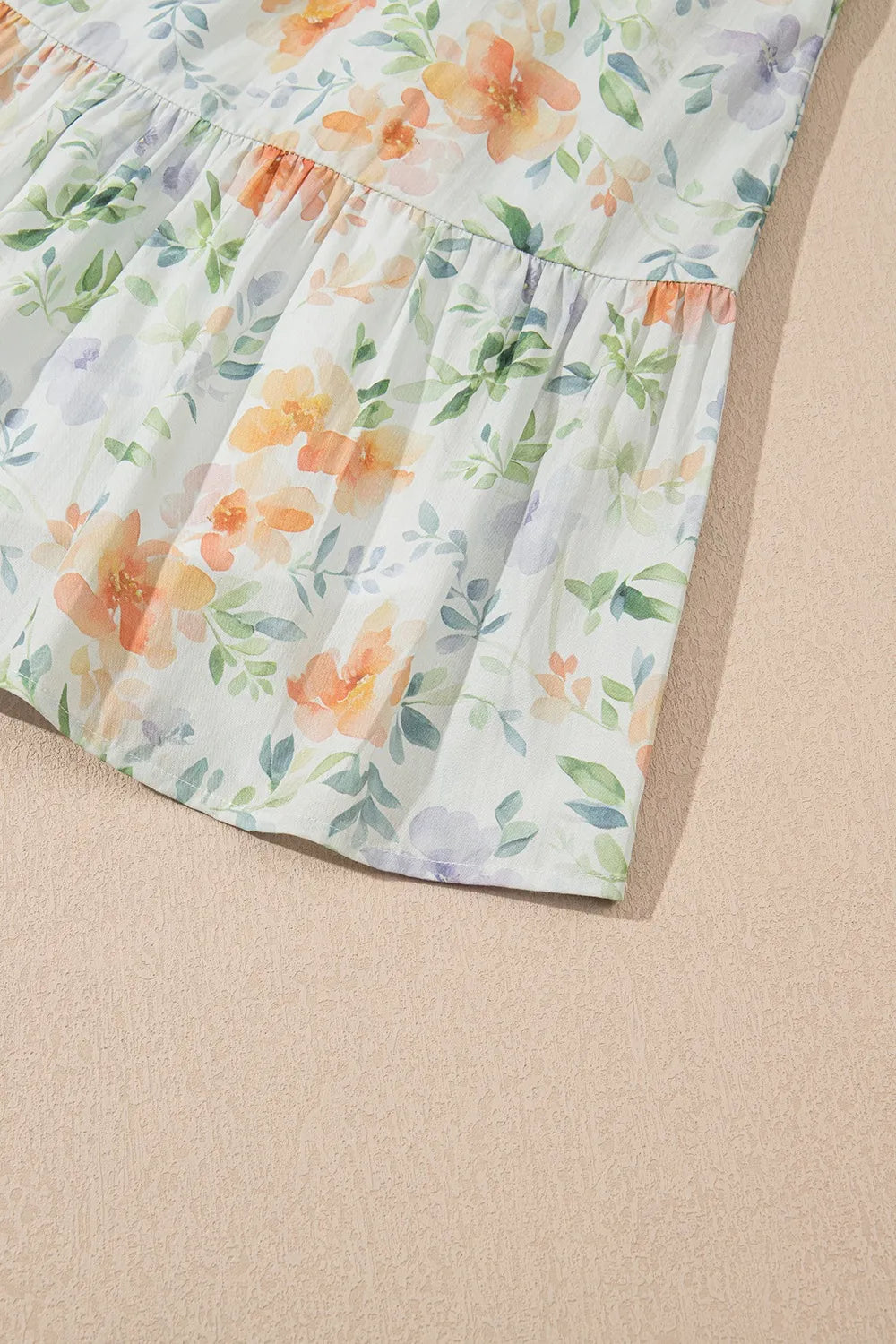 Floral Mini Dress Cotton Frill Notched Puff Short Sleeve Hight Waisted 294591a4-55f8-45c0-8215-bc363f91b560-Max-Origin Trendsi