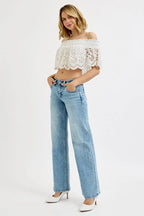 RISEN Boyfriend Jeans Women's Low Rise Ankle Distressed Medium Wash Denim 29612846348a4f49929f23e5f1d6d361-Max-Origin Trendsi