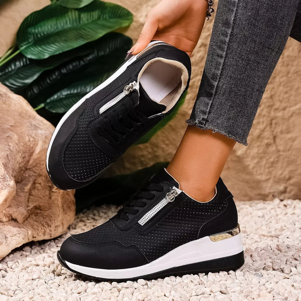 Women Sneakers Lace Up Wedge Mid Heels Pu Leather Shoes 2963c9f0c3f344bbb7cce1047549d9c0-Max-Origin Trendsi