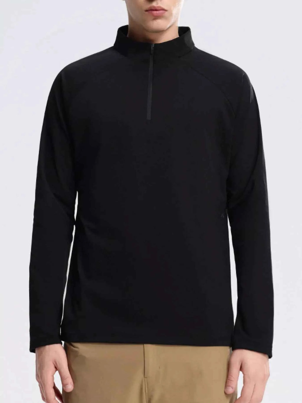 Men's Sweatshirt Cotton Half-Zip Long Sleeve Top Plus Sizes Black 298a73ee-d206-47a0-9959-78e78be3566a-Max-Origin Trendsi